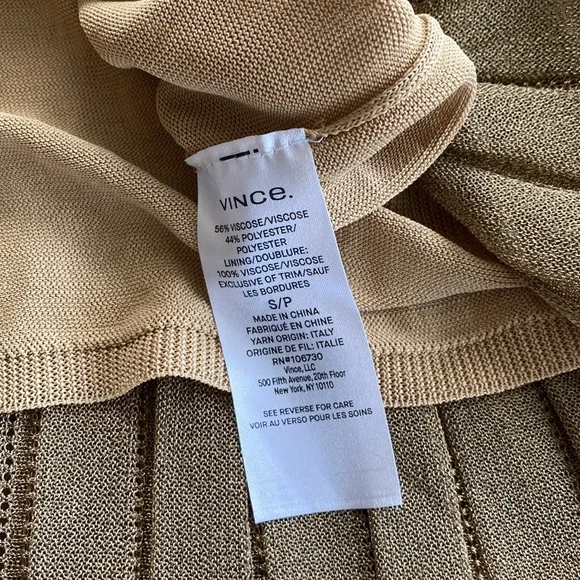 VINCE Pleated Metallic Crochet-Knit Midi Skirt Bronze - Picture 8 of 11